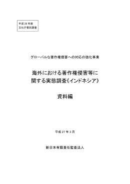 海外における著作権侵害等に 関する実態調査《インドネシア