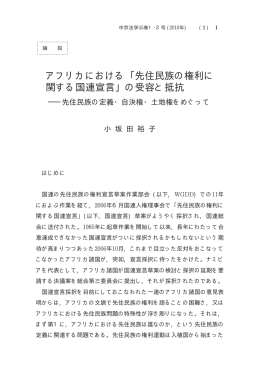 アフリカにおける ｢先住民族の権利に 関する国連宣言｣ の