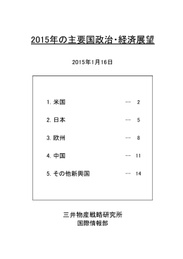 2015年の主要国政治・経済展望