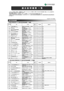 適合証明機関 一覧 適合証明機関 一覧