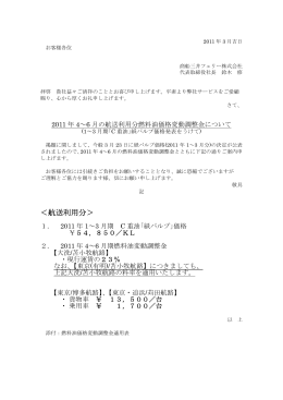 2011年4?6月の航送利用分燃料油価格変動調整金