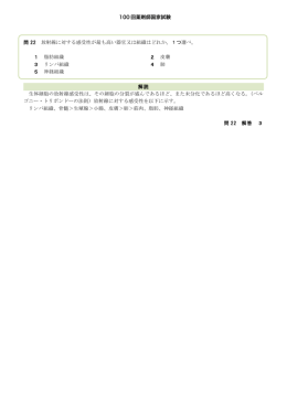 100 回薬剤師国家試験 問 22 放射線に対する感受性が最も高い器官