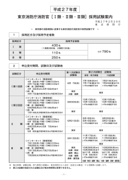 東京消防庁消防官［Ⅰ類・Ⅱ類・Ⅲ類］採用試験案内 平成27年度