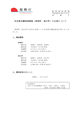 「住民意向調査速報版（富岡町、浪江町）の公表について」はこちら