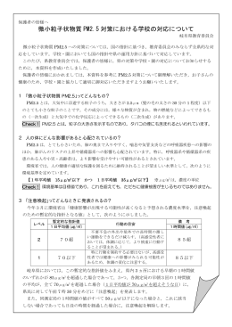 微小粒子状物質 PM2.5 対策における学校の対応について