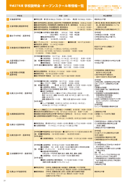 H27年度：私立中学・高校：学校説明会・オープンスクール情報