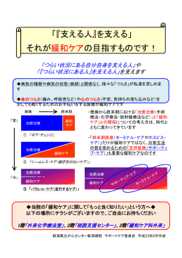 「『支える人』を支える」 それが緩和ケアの目指すものです！