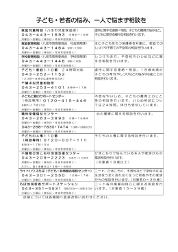 子ども・若者の悩み、一人で悩まず相談を