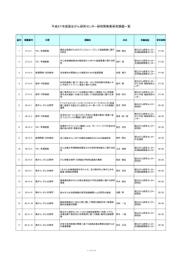 平成27年度国立がん研究センター研究開発費研究課題一覧