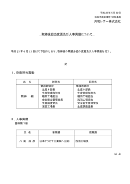 取締役担当変更及び人事異動について[pdf 7.5 KB]