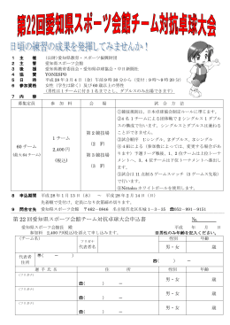 第 22 回愛知県スポーツ会館チーム対抗卓球大会申込書 №