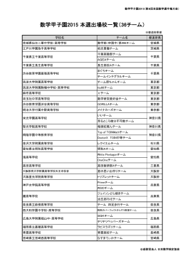 数学甲子園2015 本選出場校一覧（36チーム）