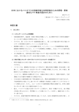 日本におけるバイオマスの持続可能な利用促進のための原理・原則 適切