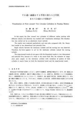 すれ違い運動をする半径の異なる2円柱 まわりの流れの