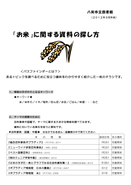 「お米」に関する資料の探し方