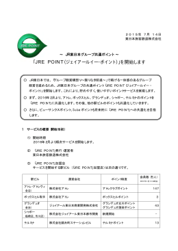 ～ JR東日本グループ共通ポイント ～「JRE POINT（ジェイアールイー