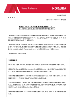 ニュースリリース 野村アセットマネジメント 第8回「NISA
