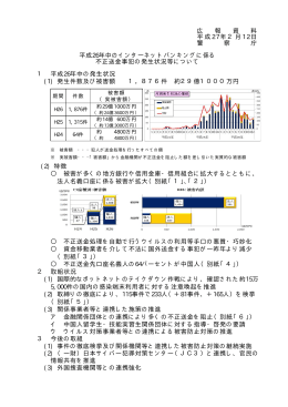 平成26年中のインターネットバンキングに係る不正送金事犯の発生状況等