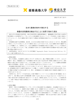 1/3 生きた動物の体内で発生する 微量の活性酸素を検出することに世界