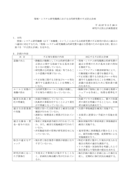 情報・システム研究機構における公的研究費の不正防止計画 平 成 27