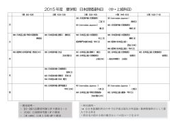 2015年度 夏学期 日本語関連科目 〈中・上級科目〉