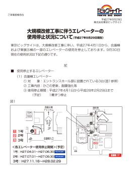 大規模改修工事に伴うエレベーターの使用停止状況