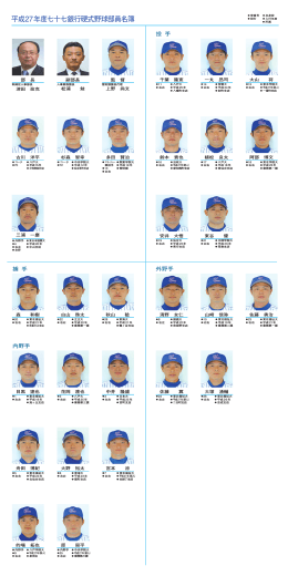 平成27年度七十七銀行硬式野球部員名簿