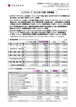 パソナグループ 2015 年 5 月期 決算概要