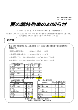 夏の臨時列車のお知らせ