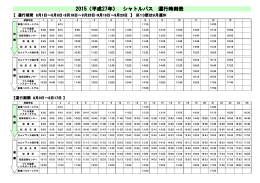 2015（平成27年） シャトルバス 運行時刻表