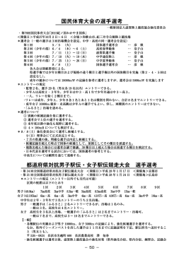 国体選手・都道府県駅伝選手 選考について