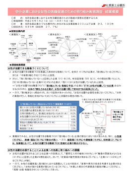 中小企業における女性の活躍促進のための取り組み実態調査 結果概要