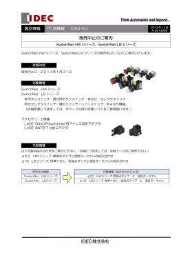 A-2013065_SwitchNet HWシリーズ、SwitchNet L6シリーズ 販売中止