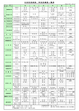 全科の外来担当表PDF