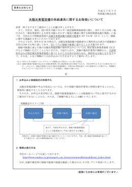 太陽光発電設備の系統連系に関するお取扱いについて（平成