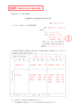 記載例(代表者の氏名及び役員の変更)