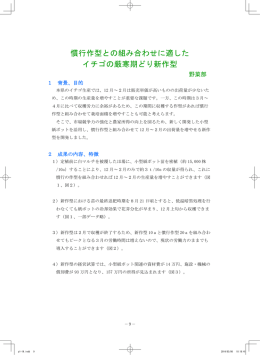 慣行作型との組み合わせに適した イチゴの厳寒期どり新作型
