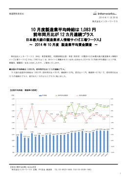 製造業平均賃金調査 - 株式会社インターワークス