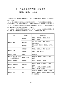 Ⅲ 各二次保健医療圏・政令市の 課題と施策の方向性