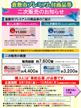 倉敷市プレミアム付商品券 二次販売のお知らせ