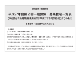 平成27年度第2回一般募集・募集住宅一覧表