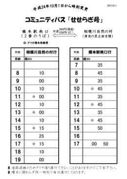 相模川自然の村 清流の里｜コミュニティバス時刻表