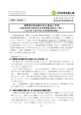 消費者の約8割が加工食品に不安