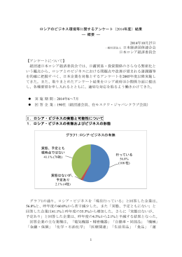 ロシアのビジネス環境等に関するアンケート（2014年度）
