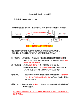 CM 作品 制作上の注意   1、作品編集フォーマットについて