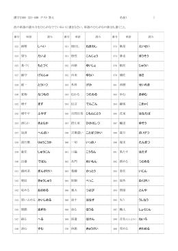 漢字2100 321-400 テスト 答え 名前（ ） 次の単語の読み方をひらがなで