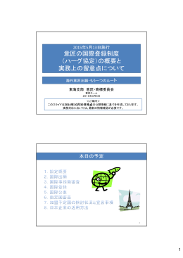 意匠の国際登録制度 - 日本弁理士会東海支部