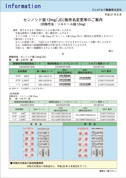 センノシド錠12mg「JD」 販売名変更等のご案内（旧