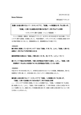 News Release 洗顔にお金は掛けない？！スキンケアで、「洗顔」への