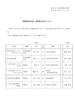 関連団体の社長・理事長の交代について
